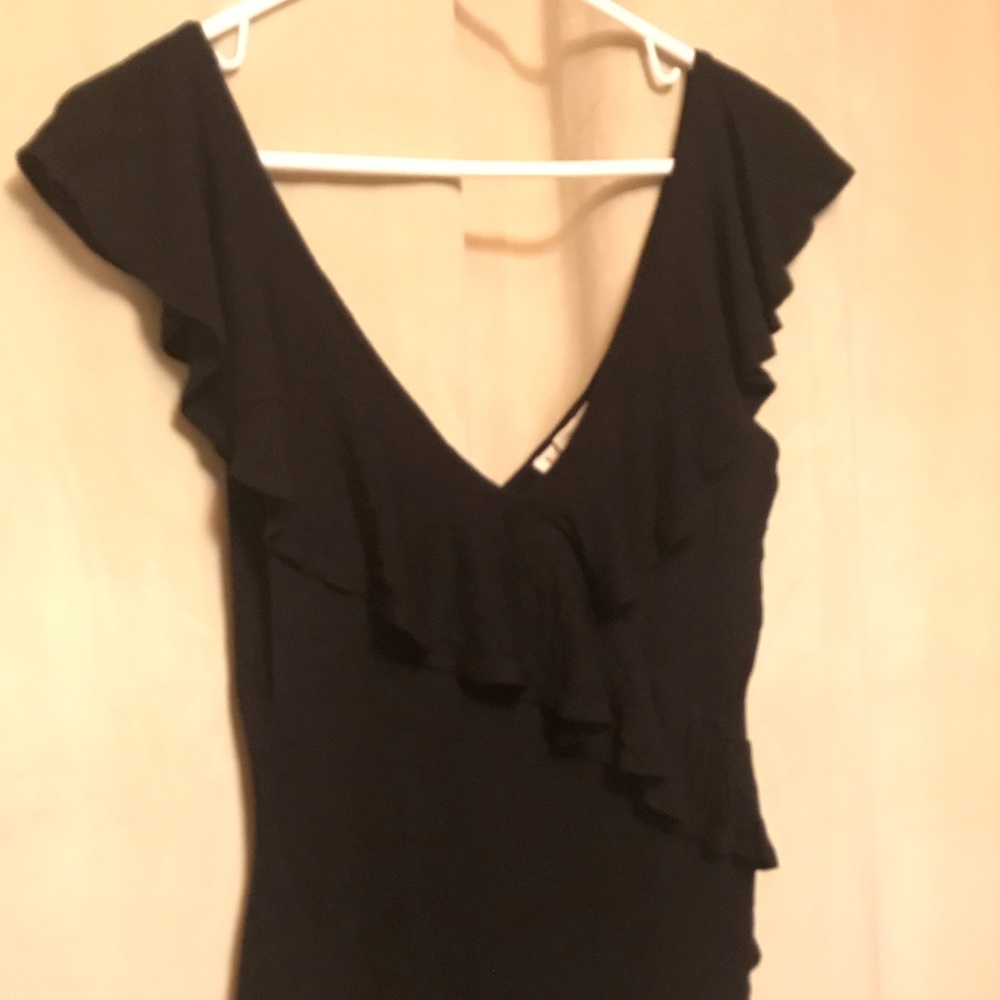 Black Ruffle Body Suit - Picture 2 of 7